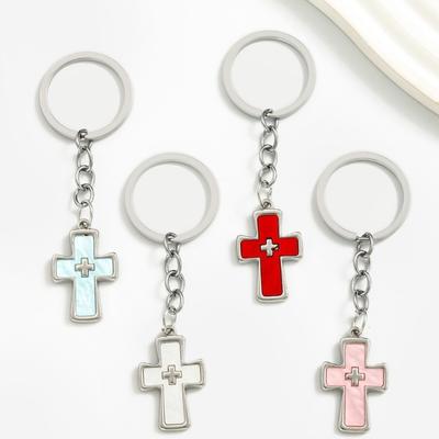 Dopamine Double Crucifix Keyring Alloy Theme Practical Bag Charm Hanging Decoration Everyday Fashion Accessory