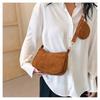 Womens Fashion Solid Color Corduroy Underarm Bag with Coin Purse Pouches Shoulder Crossbody Bag for Shopping Dating Work