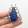 1Pc, Natural Stone Shell Beetle Pendant Brooch, Aura Healing Crystal Quartz Jade Gems Charms Brooch Pin for Jewelry Making DIY Halloween Crafts Gifts