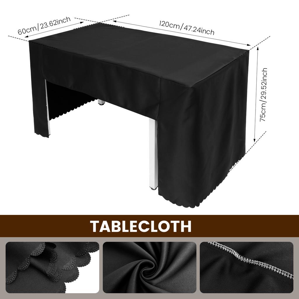 Table Cover Double Satin Open Back Fitted Table Cloth Machine Washable Square Tablecloth Decorative for Party Banquet Exhibition