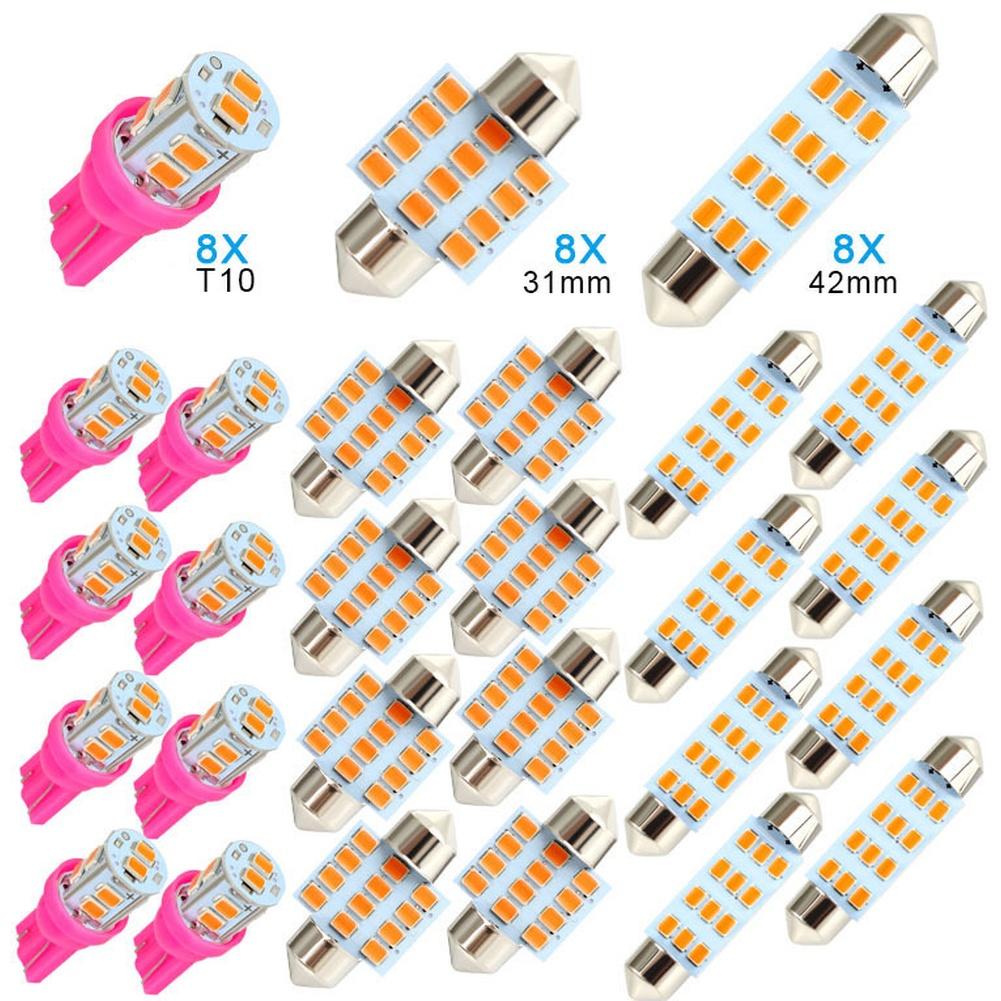 Car Interior Lighting Kit 24PCS T10 LED Set for Dome Map License Plate Door and Trunk Lights with Wide Application Range