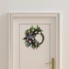 Tulip Wreath for Front Door Spring Artificial Tulip Rattan Wreath with Green Leaves And Plaid Bow for Farmhouse Wall Window Easter Home Decor