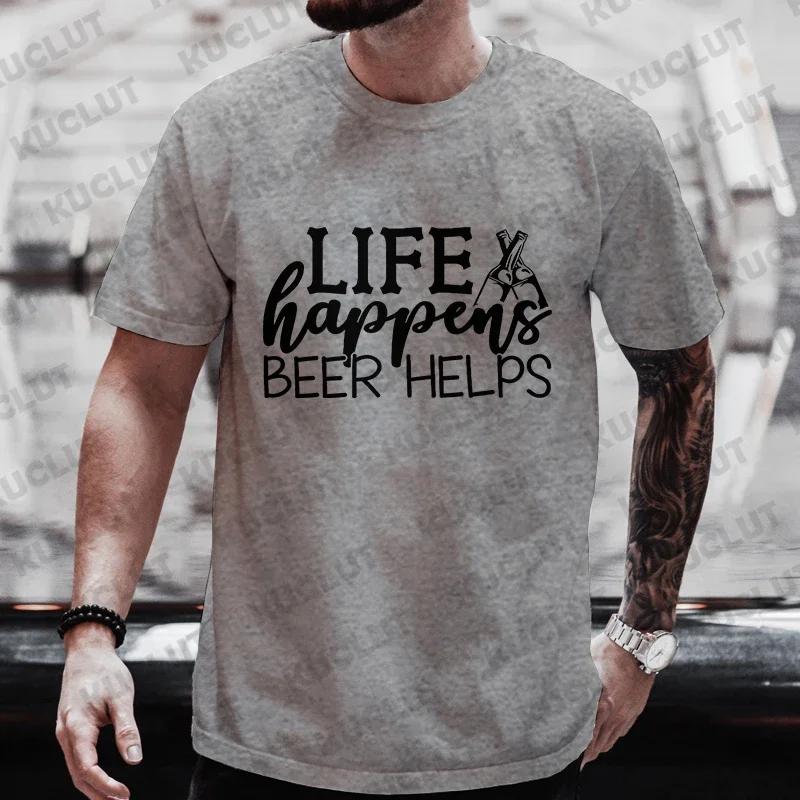 Fashion Beer Day Graphic T Shirts Men Y2k Clothes Male Single Farewell Drinking Party Tops Oversized Streetwear Short Sleeve Tee
