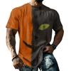 Loose Fit Casual Short Sleeve T Shirt Halloween Patchwork Stitch Print Top for Men and Women Unisex Comfortable Everyday Wear
