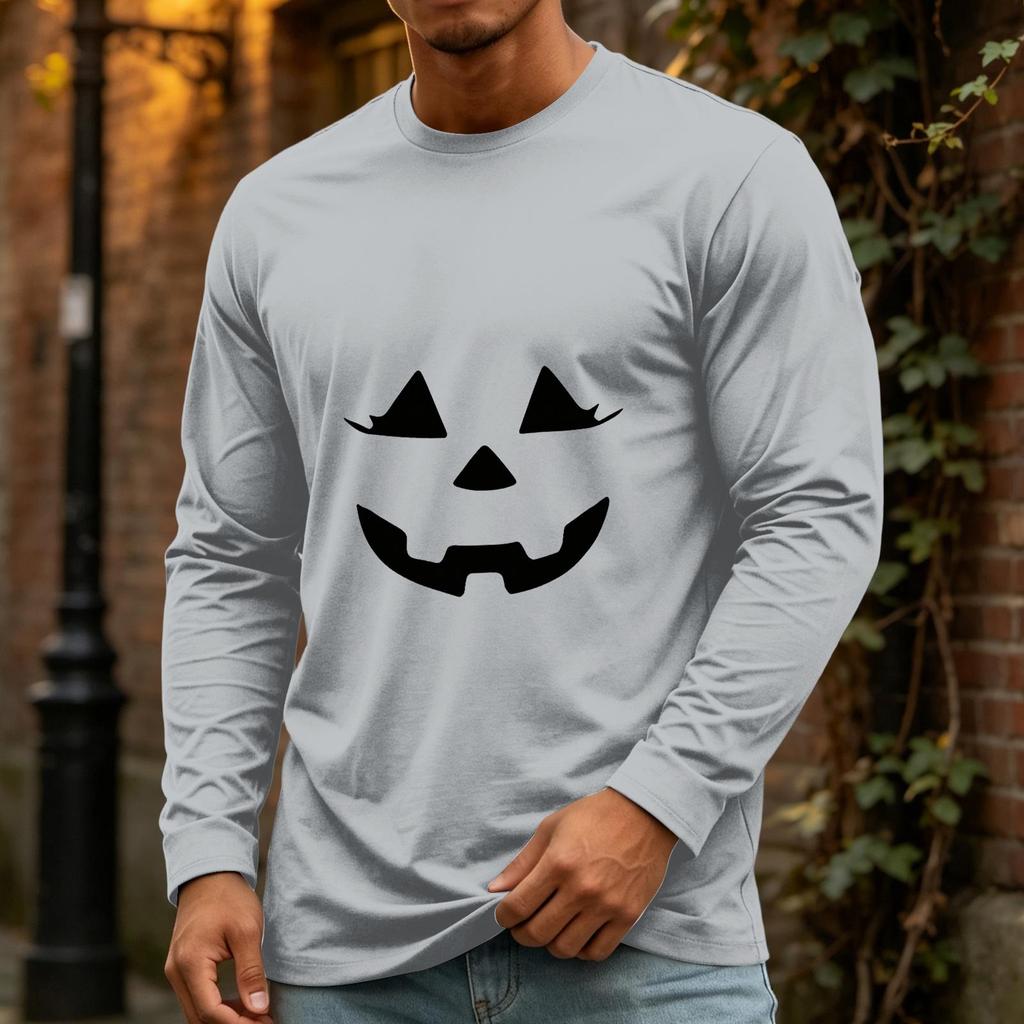 Men's Halloween Long Sleeve Neck Casual Top for Party