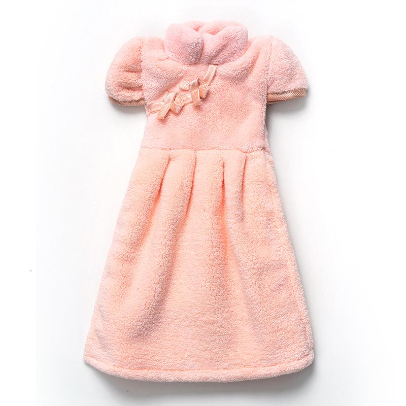 Chinese Style Qipao Soft Coral Fleece Hand Towel - Absorbent Kitchen Handkerchief, In Stock