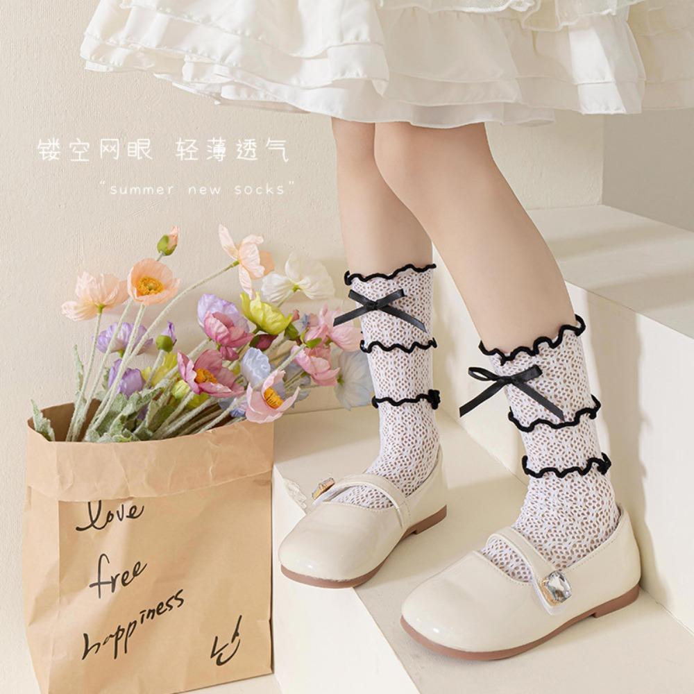 Meias para meninas primavera e verão meias de renda lolita versão coreana três camadas renda laço renda meninas pilha princesa meias