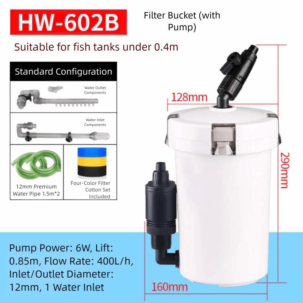 

Полный набор труб 3-ступенчатая система фильтрации Встроенный насос Внешний водяной фильтр Аквариум HW-602B