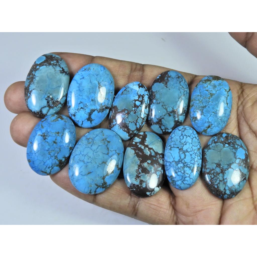 Colour Enhanced Magnesite Turquoise Oval Cabochon Loose Gemstone 10Pcs Lot C-2088