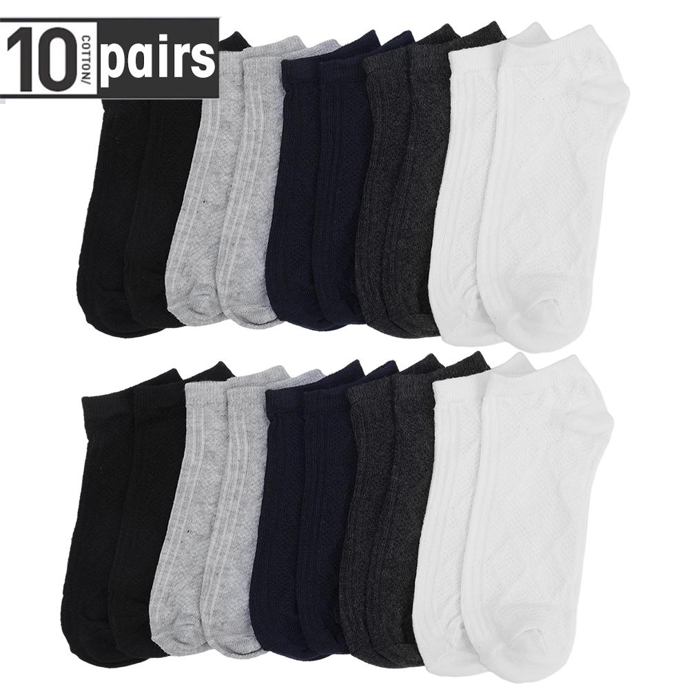 5/10Pairs Men Cotton Socks Summer Sports Breathable Ankle Socks High Quality Mesh Casual Athletic Thin Cut Short Plus Size 38-45