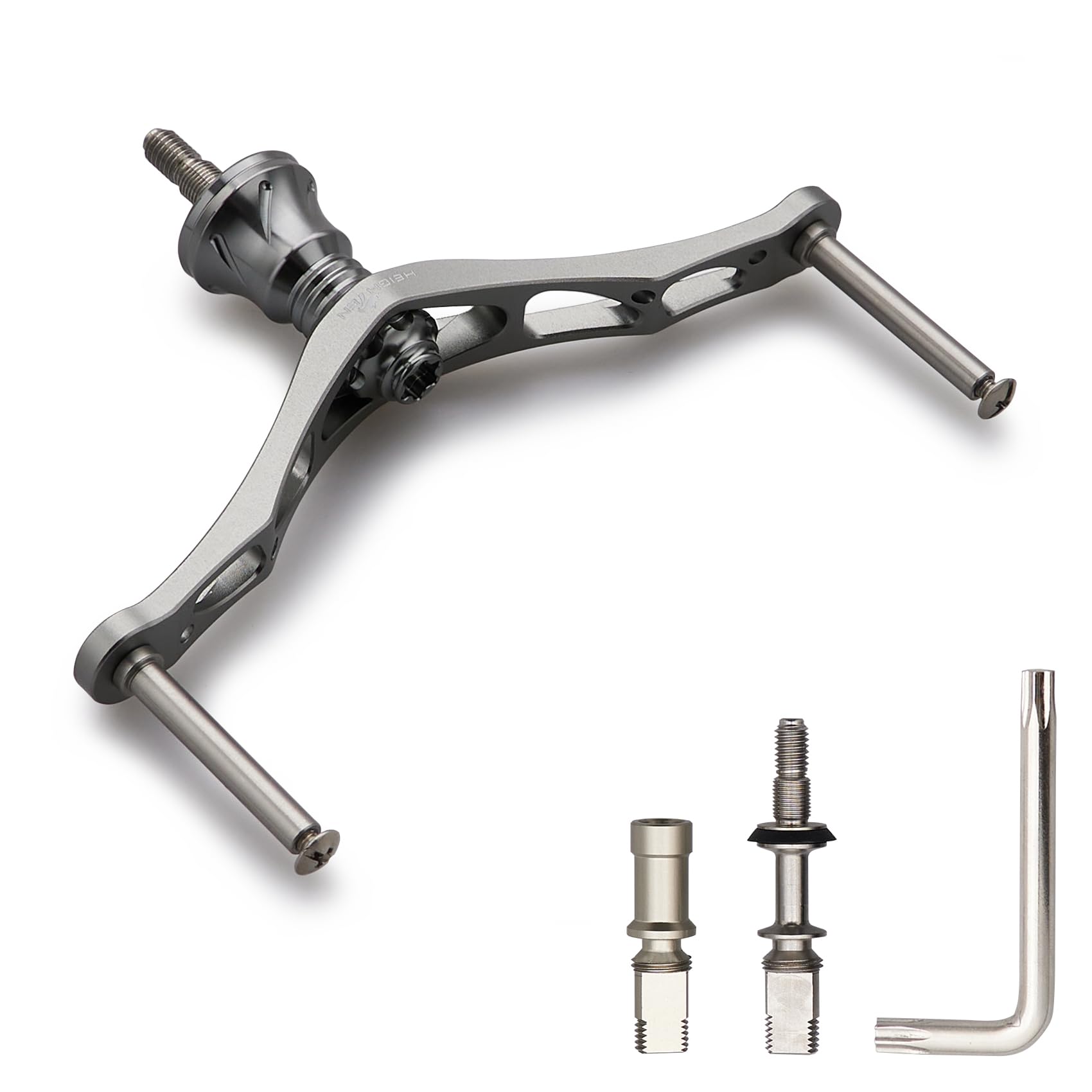 

HEIGHTEN Reel Handle for Shimano and Daiwa Universal Spinning Reels 80/92/95/98/110mm (No Knob) (95mm - Gunmetal) (208)