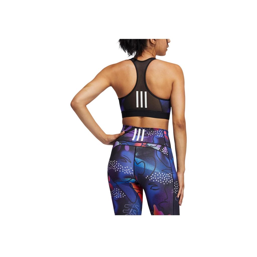 Adidas Drst Jem Artist Collaboration Series U-Shaped Medium Intensity Fitted Pullover Sports Bra Women Underwear Multicolor Print White GL4364