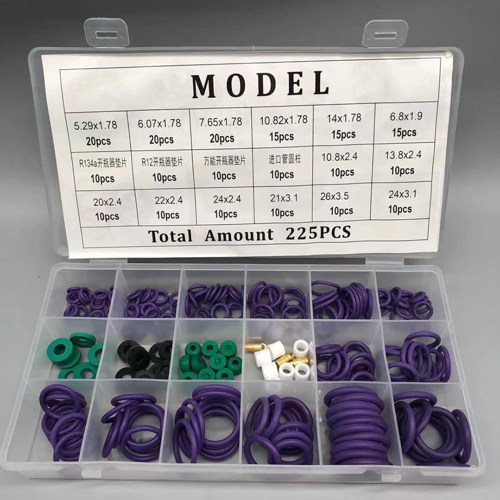 18 Models O Type Ring Gaskets 225pcs Set Air Conditioning Automotive Car