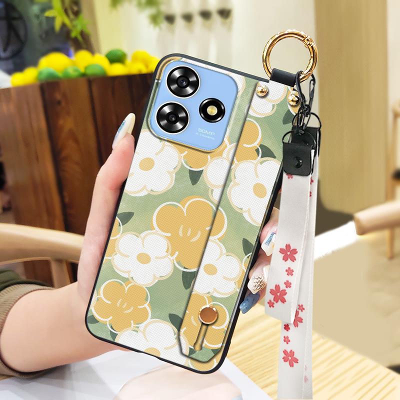 Phone Holder Kickstand Phone Case For ZTE Blade A73 4G/V50 Smart Durable Anti-dust Silicone Wrist Strap Fashion Design