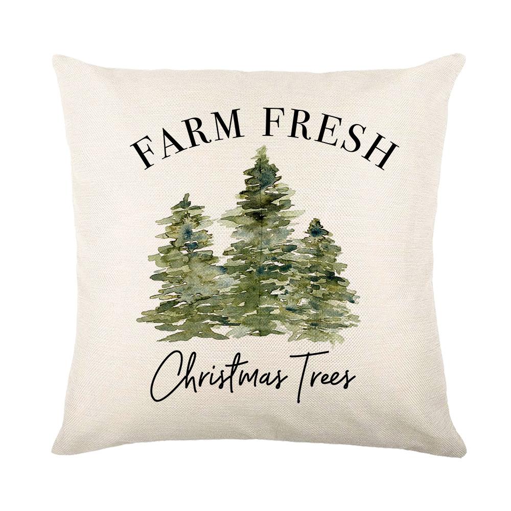 New Christmas Pillow Cover Polyester Printed Christmas Tree Snowman Home Living Room Sofa Pillow Cover