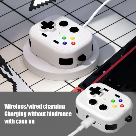 TPU Protective Case with Keychain for Airpods Funny Handheld Game Design Hard Shell Cover with Safety Lock Design for Men Boys