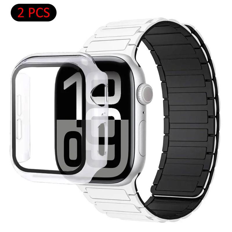 Silicone Strap+Case For Apple Watch Ultra 3/2/1 49mm 11 10 46mm 42mm Magnetic Band iWatch 9 8 7 45mm 41mm 6 5 SE 44mm/40mm Cover
