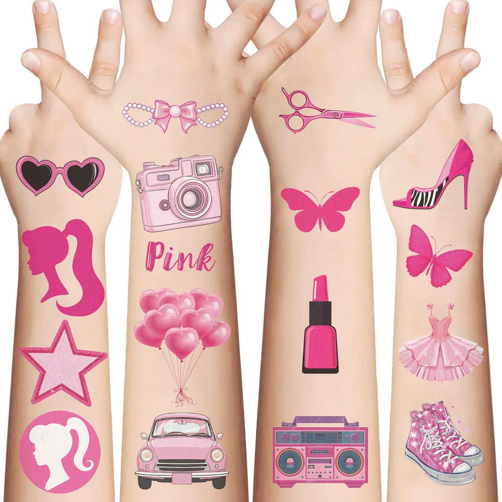 New Pink Girl Party Tattoo Stickers Waterproof Party Party Gift Funny Face Stickers