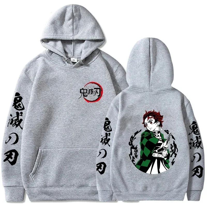 Japanese Anime Demon Slayer Kamado Tanjirou Hoodie Men Fashion Cartoon Hoody Pullover Harajuku Long-Sleeved Clothes Sweatshirts