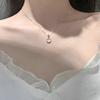 Korean Fashion Blue Round Crystal Pendant Necklace Women Elegant Cute Sweet Girls Bow Knot Star Clavicle Chain Jewelry Gifts