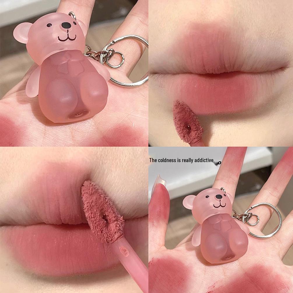 Cute Bear Velvet Lip Mud - Matte Student Lipstick for Autumn/Winter Whitening.
