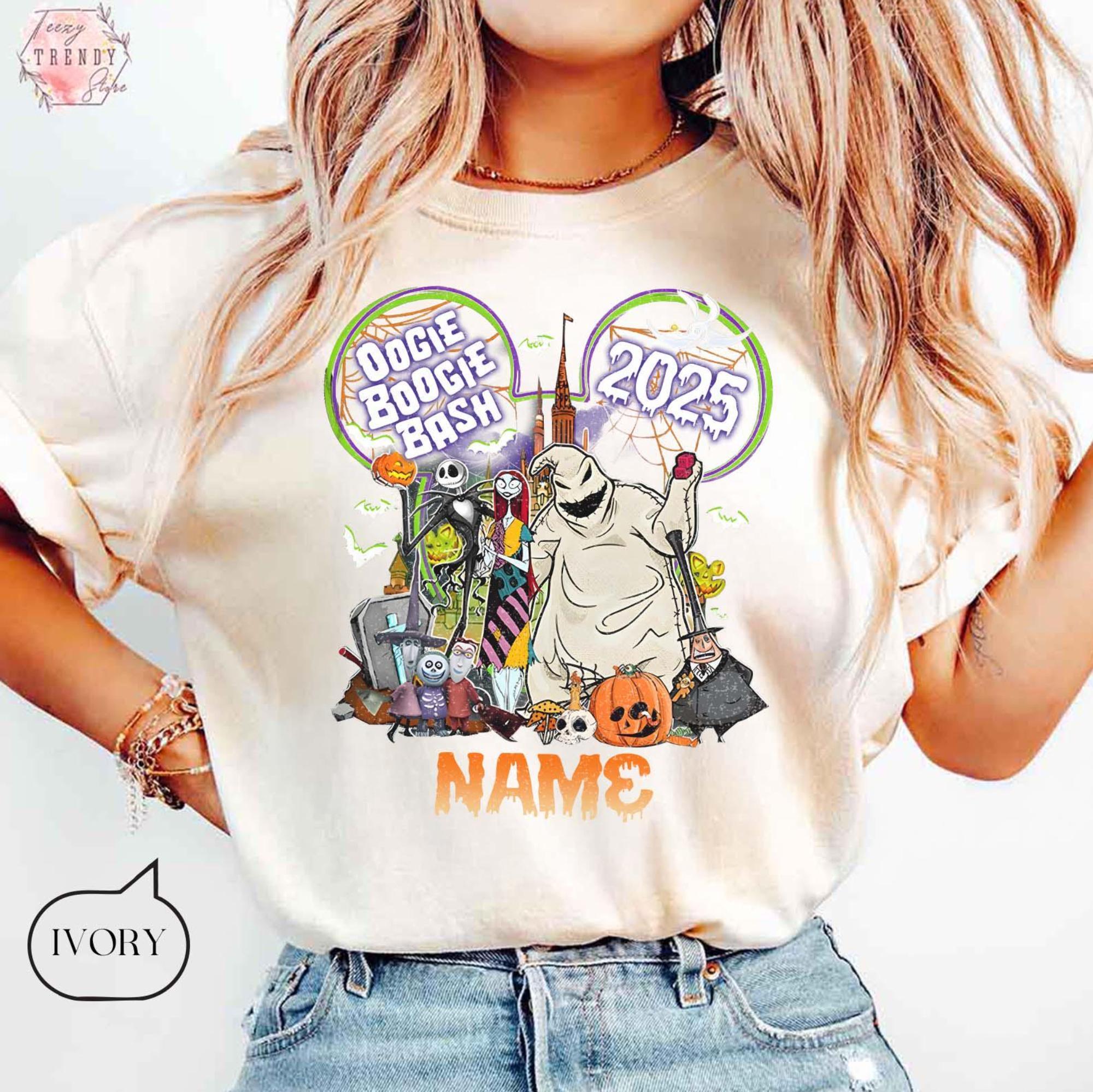 2025 Trend Leisure Haunted House Carnival Augie Boogie Tshirt Christmas Eve Horror Jack and Sally Tshirtland Family S