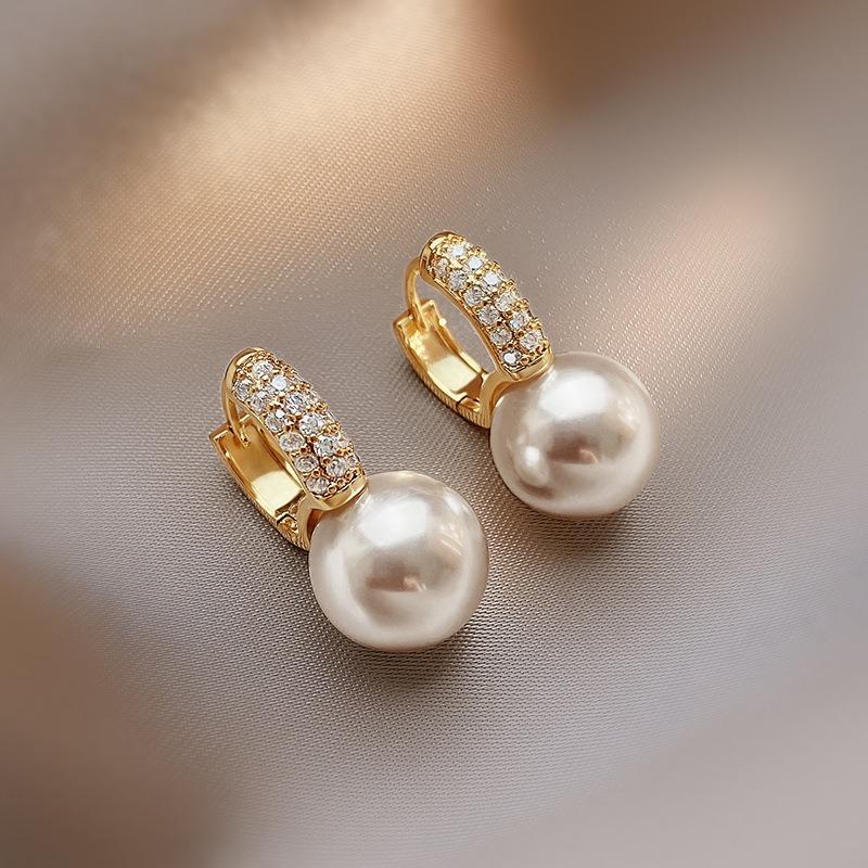 Korean Fashion 925 Silver Pearl Drop Earrings For Women
