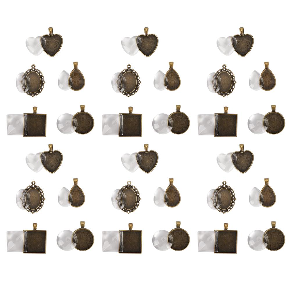 Metall Herz Tropfenförmig Oval Anhänger Basisfassung Glas Kuppeln Schmuck DIY Werkzeug Zubehör