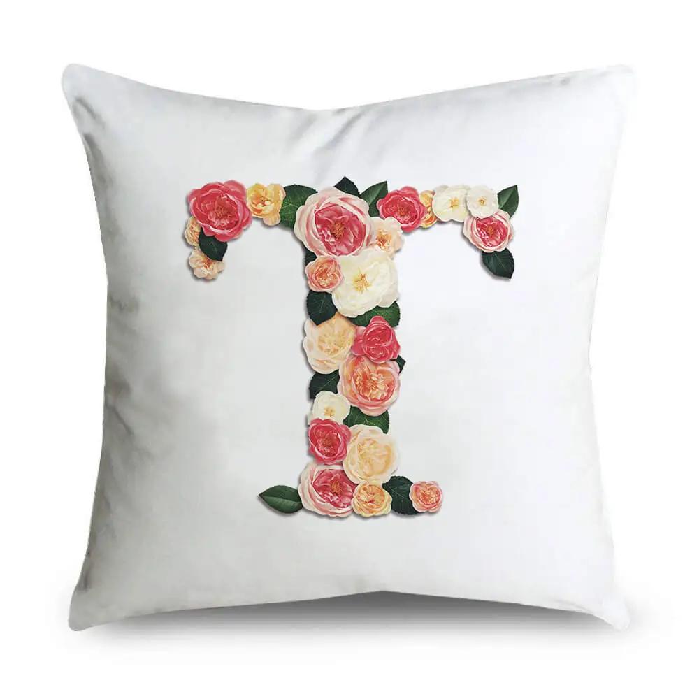 Pillow Home Decor Chair Pillowcase Wedding Decoration Cushion Cover Pink Flower Letter Sofa Car