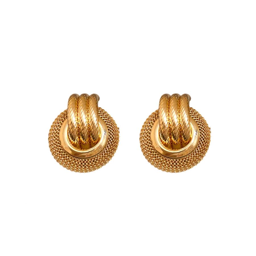 Silver Needle Round Metal Hollow Earrings European and American Temperament Earrings Light Luxury High-end Earrings Design Sense Niche