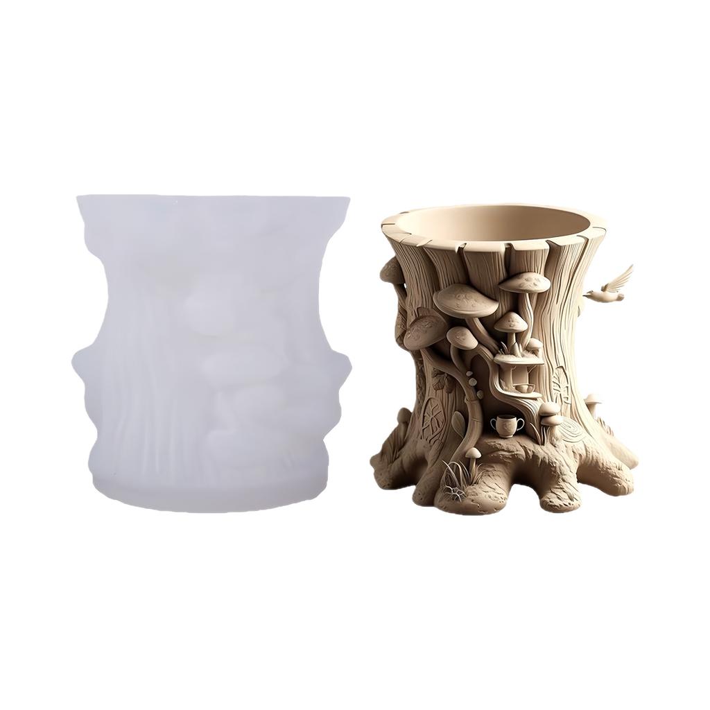 Silicone Mold For Creating Unique Stump Shaped Planter Jewelry Holders And Decorative Concrete Resin Projects