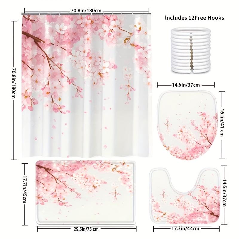 Tenda da Doccia Fiore di Ciliegio Fiori Rosa Tema Primavera Impermeabile Decorazione Bagno Stile Giapponese Design Casa