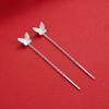 S925 Sterling Silver Butterfly Tassel Ear Wire Earrings - Korean Style, Versatile, High-Grade for Women