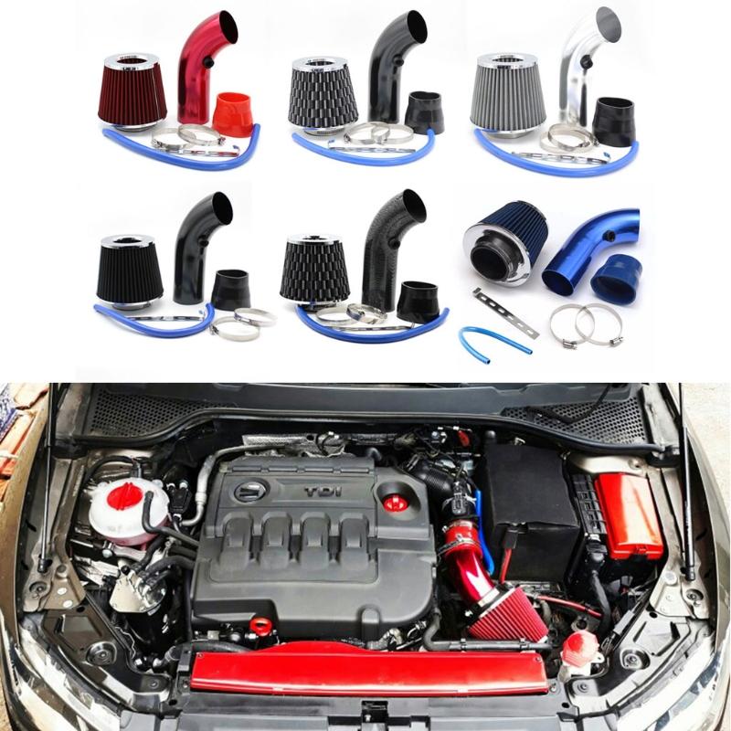 Auto Cold Air Intake Pipe 76mm 3 Inch Universal Turbo Filter Aluminum Automotive Air Filter Induction Flow Hose Pipe Kit