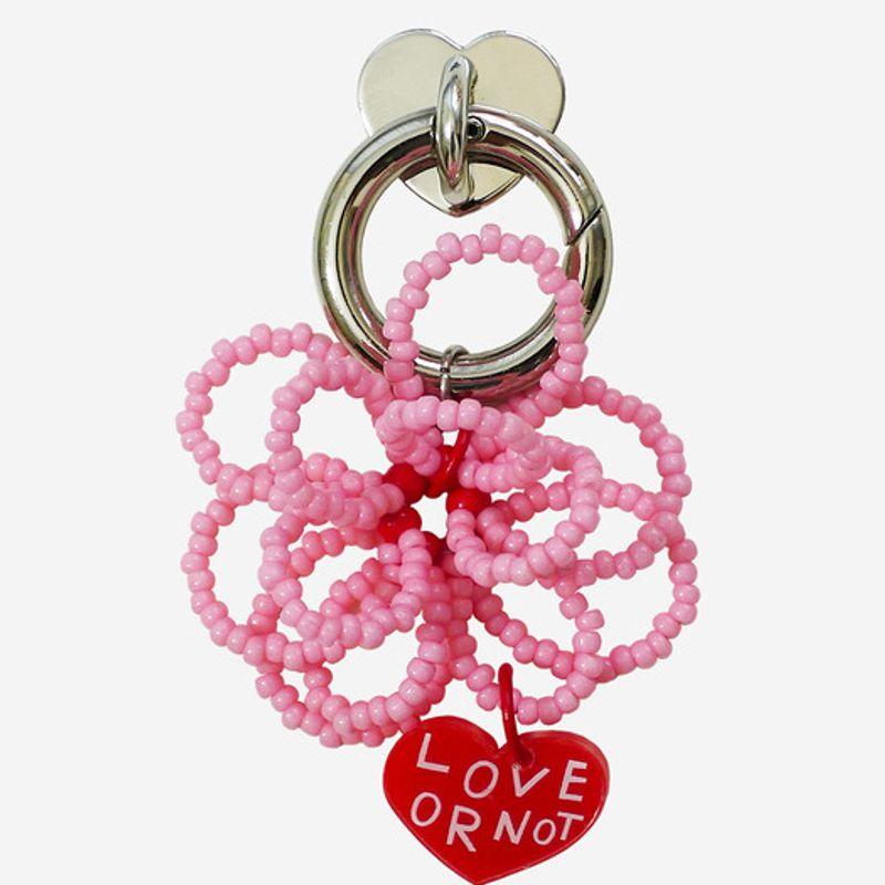 

Love or not Pink Flower Beads Keyirng&Tok Pink
