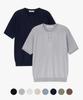 POLYGRAM Ribbed Henley Neck Short Sleeve Knit - 8 Colors (Type B)
