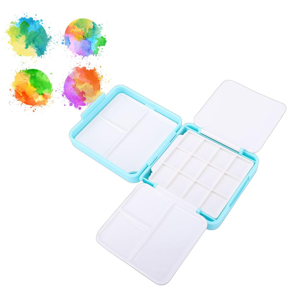 Watercolor Paint Set Travel Portable 24 Well Empty Mixing Tray with   Washing Bucket