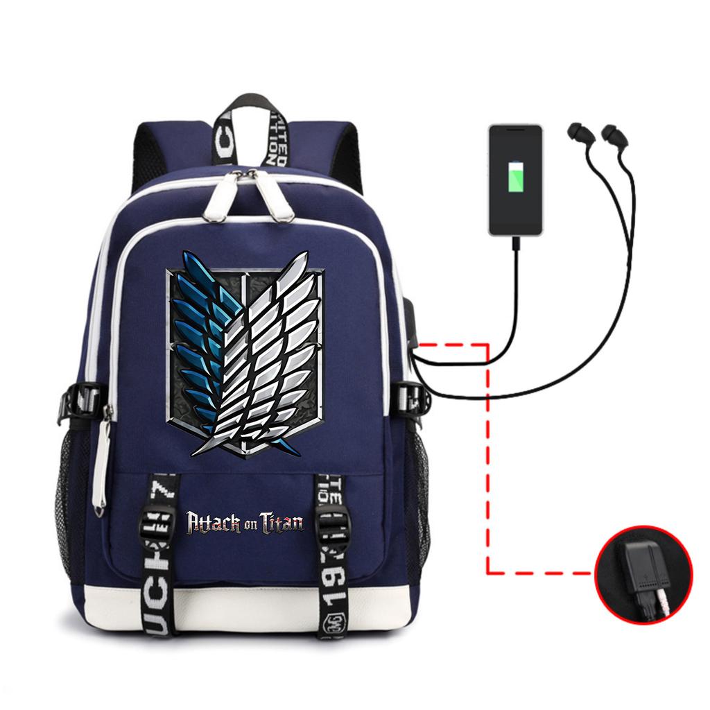 Anime Backpack Outdoor Male And Female Students Headphones Schoolbag Usb Backpack