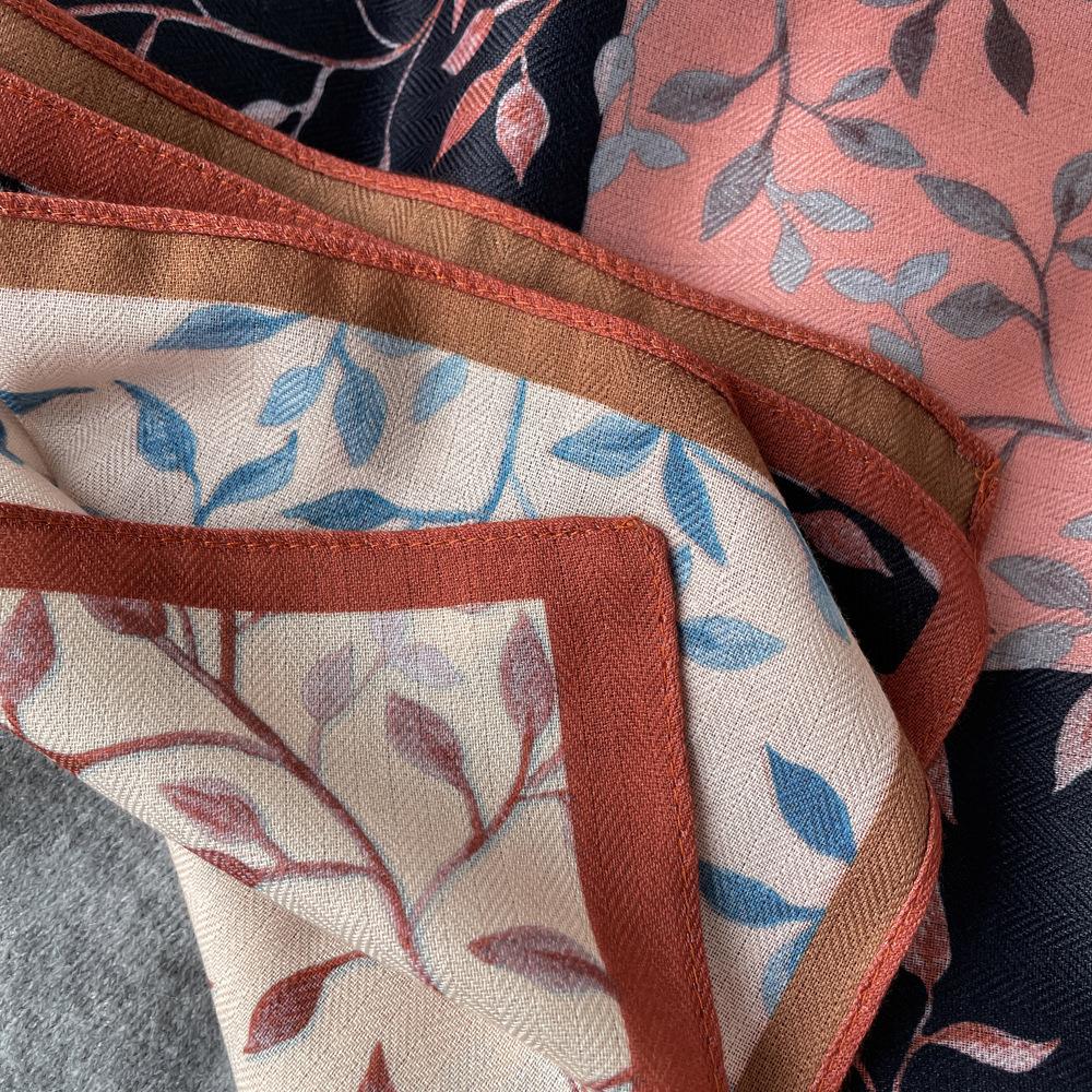 Summer ethnic style flower silk scarf women's neck small square scarf 61cm herringbone soft small scarf neck protection scarf