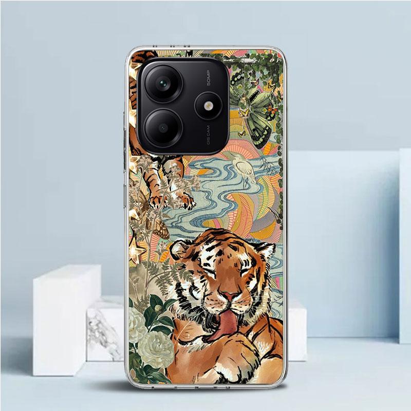 Hochwertige Tiger-Muster-Kunst Weiche Hülle für Xiaomi Redmi Note 15 14 13 12 Pro Plus Handyhülle 14S 11S 11T 11E 10S 10 4G Muster Sh