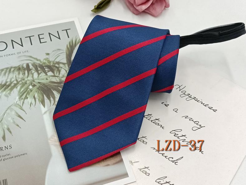 Men's Easy-Pull Knot-Free 8cm Striped Black Zipper Tie
