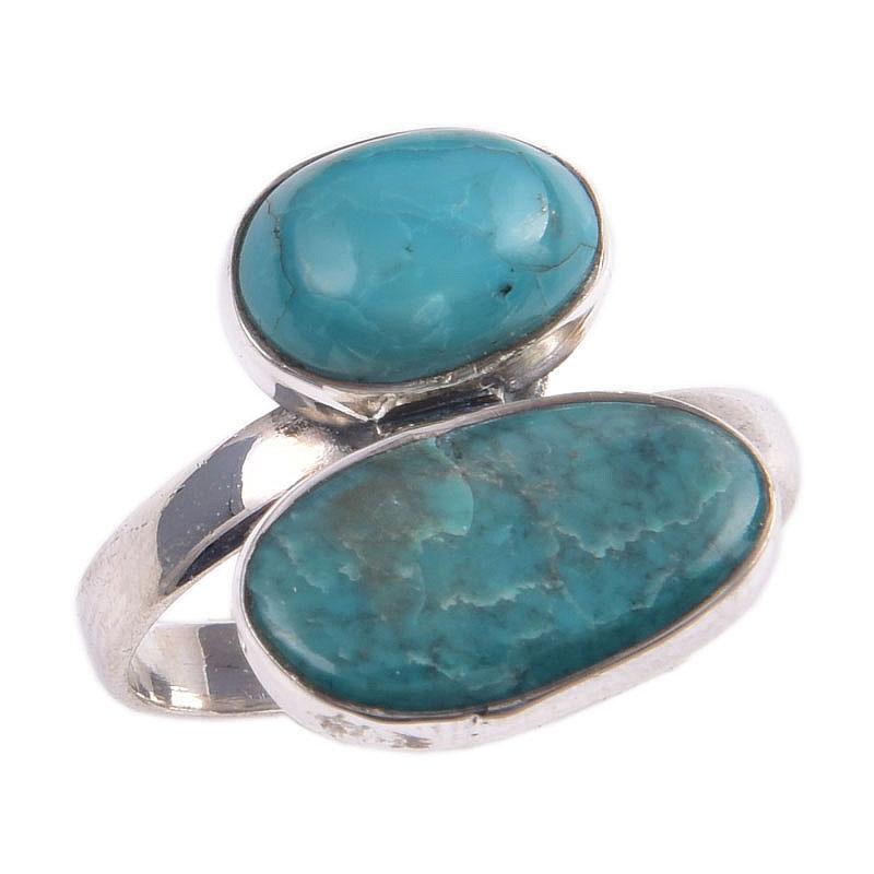 Natural Tibetan Turquoise Gemstone 925 Sterling Silver Jewelry Ring Size 10 b4U69