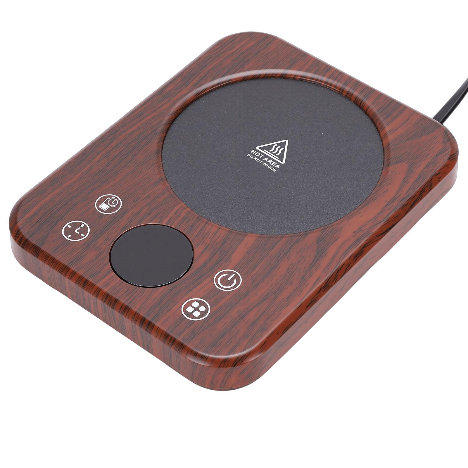 Mug Warmer Thermostatic 36W Fast Heating 9 Temp Settings Auto Shutoff Electric Smart Beverage Warmer for Coffee Milk Tea Wood Grain Pattern