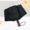 Ten-bone Windproof Umbrella Three-fold Automatic Umbrella Folding Umbrella Men's Solid Wood Retro Gentleman Umbrella