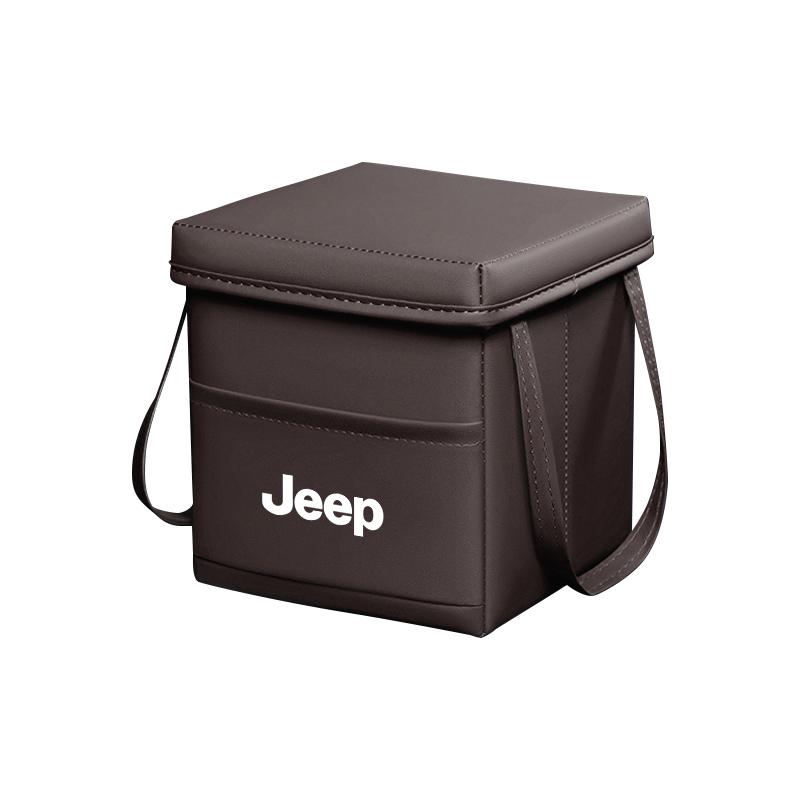 Faltbare Leder-Aufbewahrungsbox Mülleimer Zubehör für Jeep Grand Cherokee Wrangler JK Gladiator Compass Renegade Wagoneer