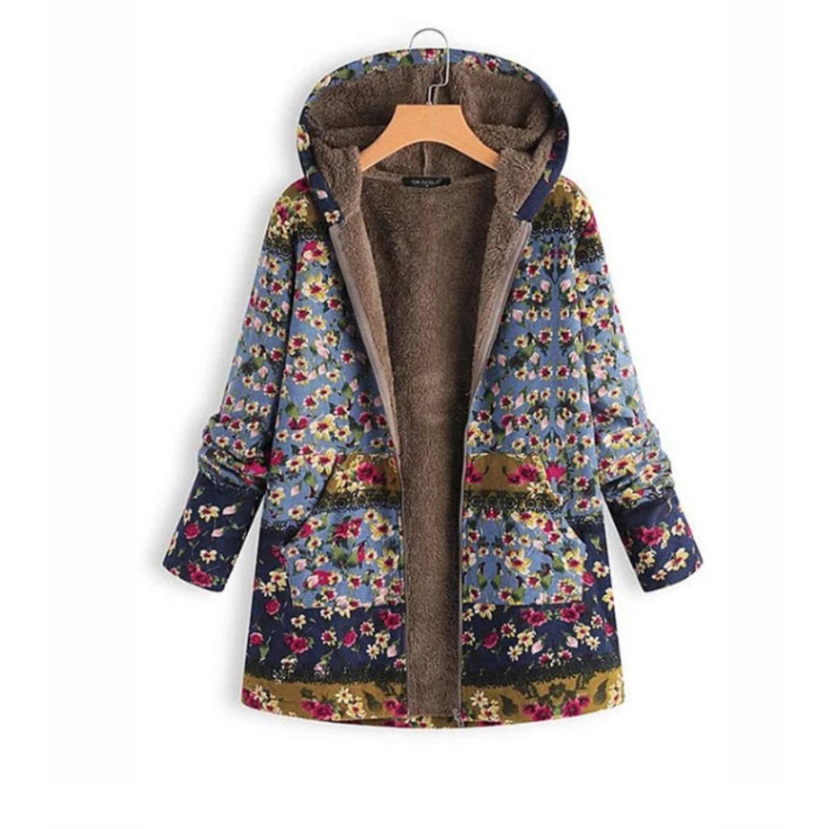 

2025 Нова жіноча тепла бавовняна толстовка з флісовою підкладкою з позиційним принтом верхній одяг в наявності 5XL синій