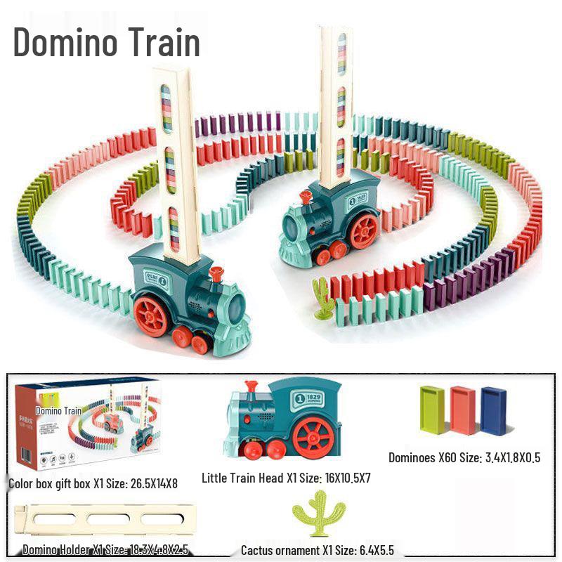 Domino Train Educational Toy: Automatic Block Dispenser for Kids синей коробки