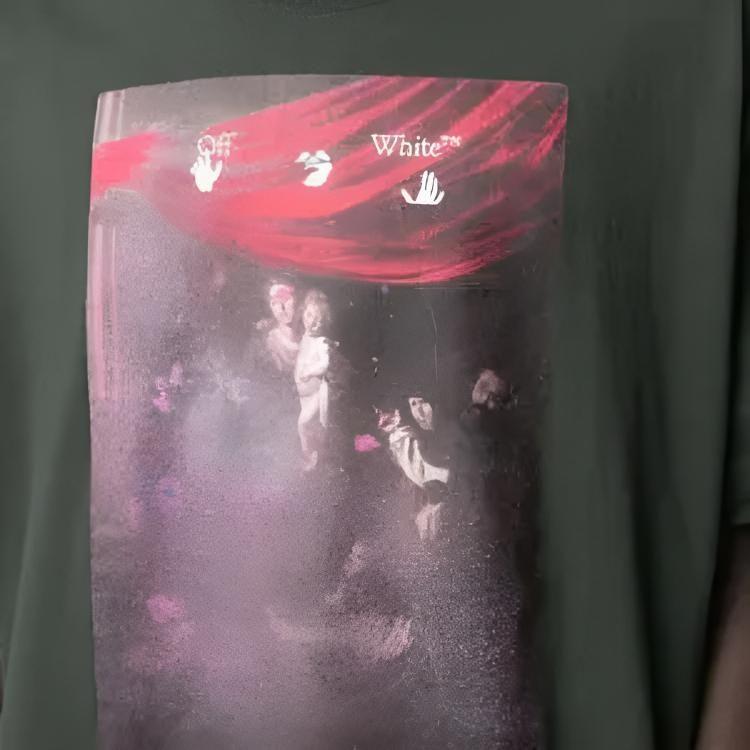 OFF WHITE T-shirt z obrazem Caravaggia OMAA038S21JER0055901