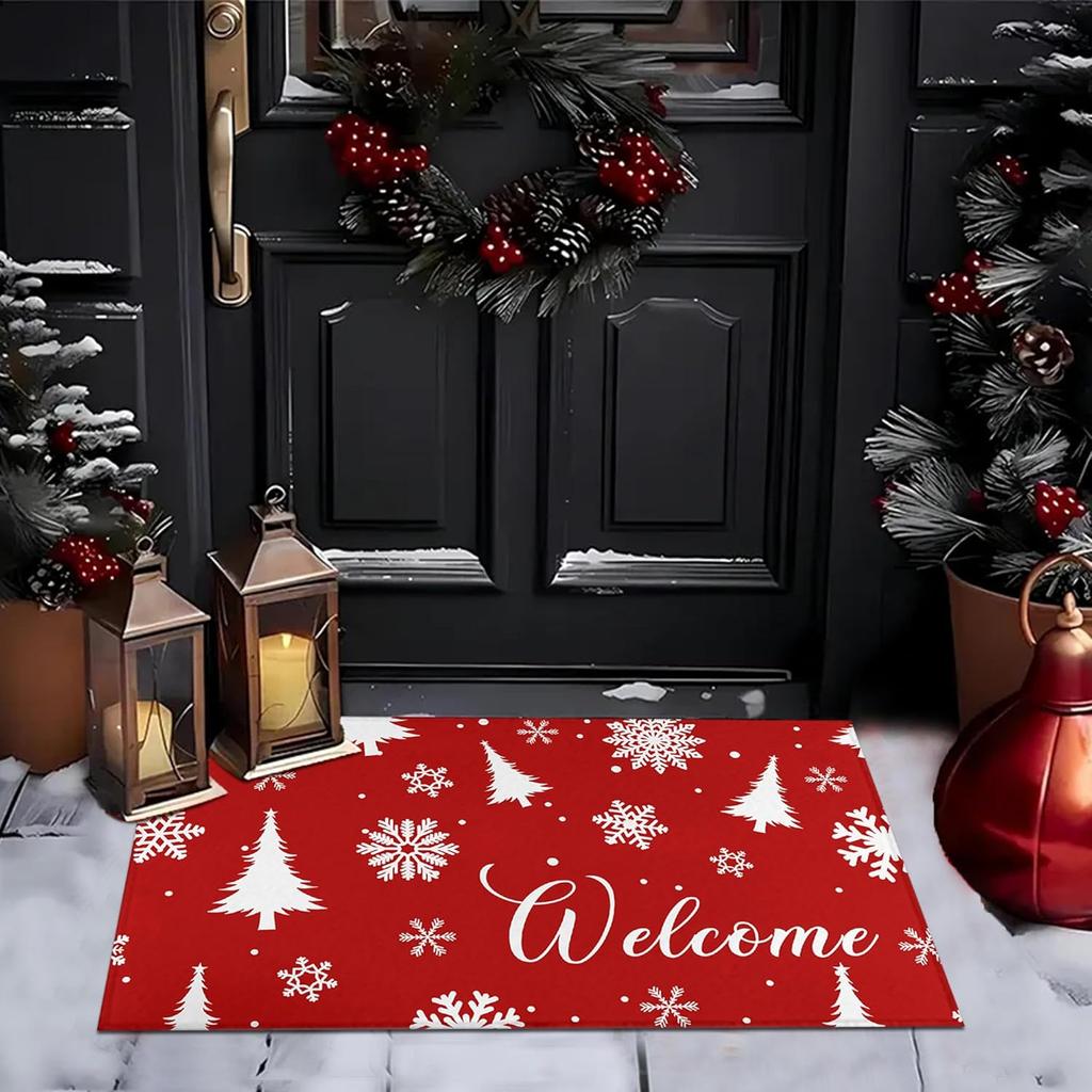 VIAMA Christmas Tree Welcome Doormat Kitchen Laundry Floor Mats Indoor Outdoor Entrance Rugs Festive Home Decoration
