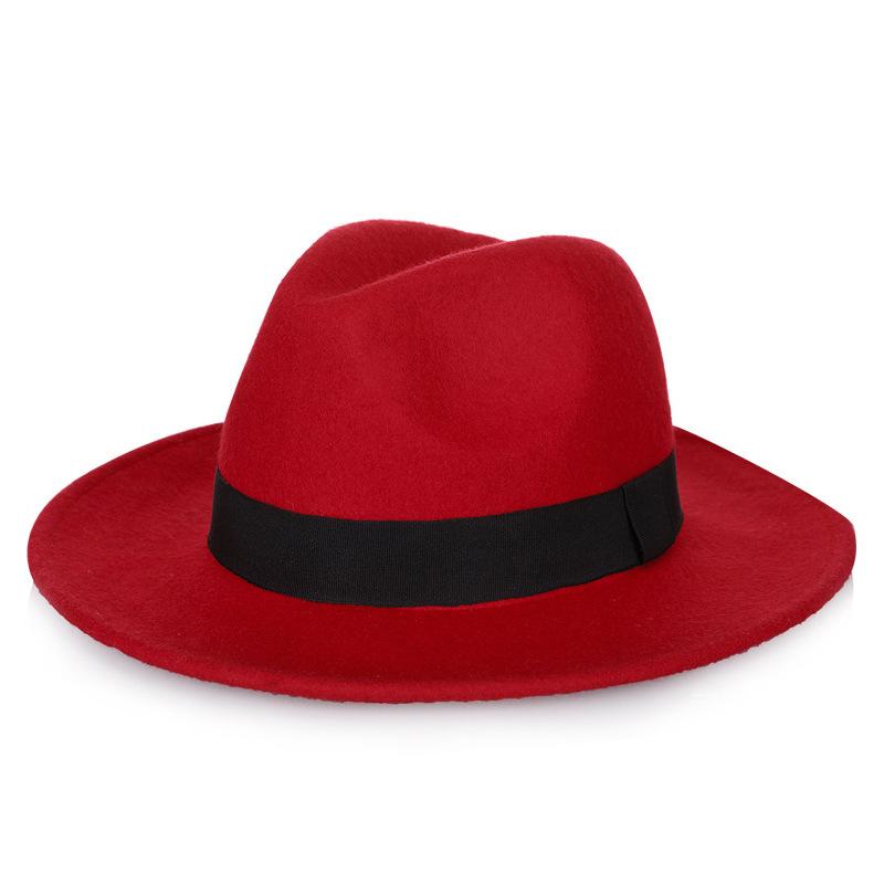 Zylinderhut aus Wolle mit großer Krempe und breiter Kante, Jazzhut, Cowboyhut, britischer Gentleman-Hut, Herbst und Winter, bequemer, modischer, warmer Filzhut